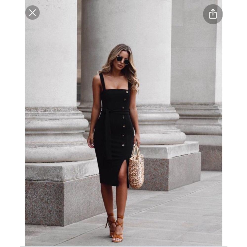 NWT STELLA LUCE Straight Pencil Silhouette Black Sexy Dress size medium